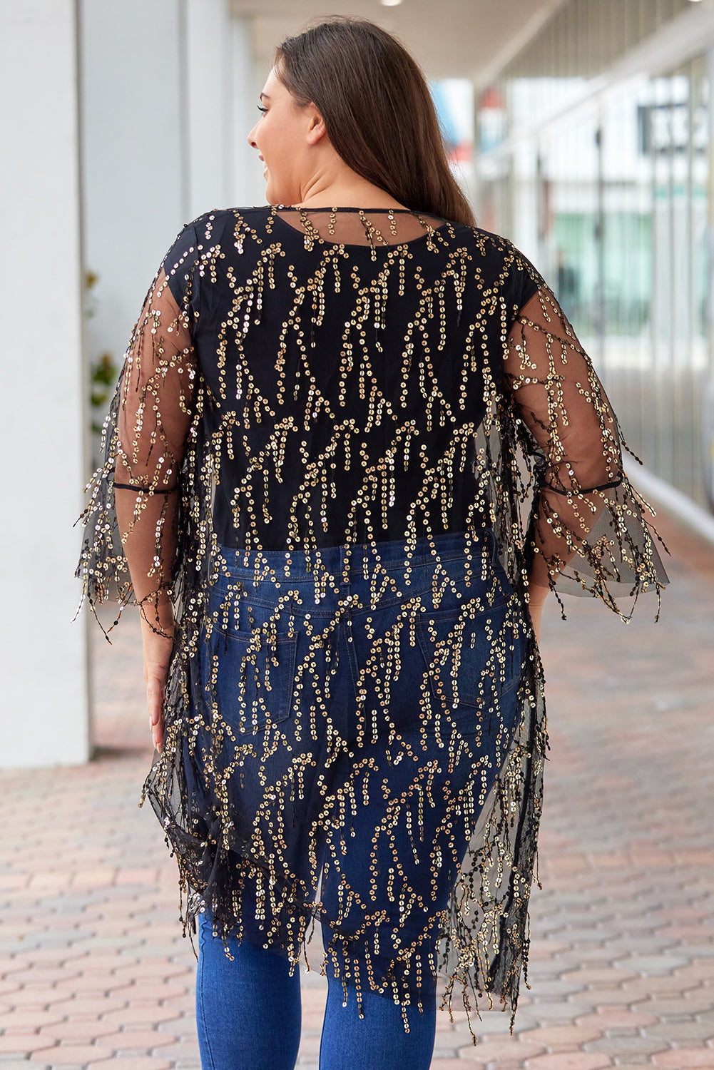 Plus size clearance sequin kimono